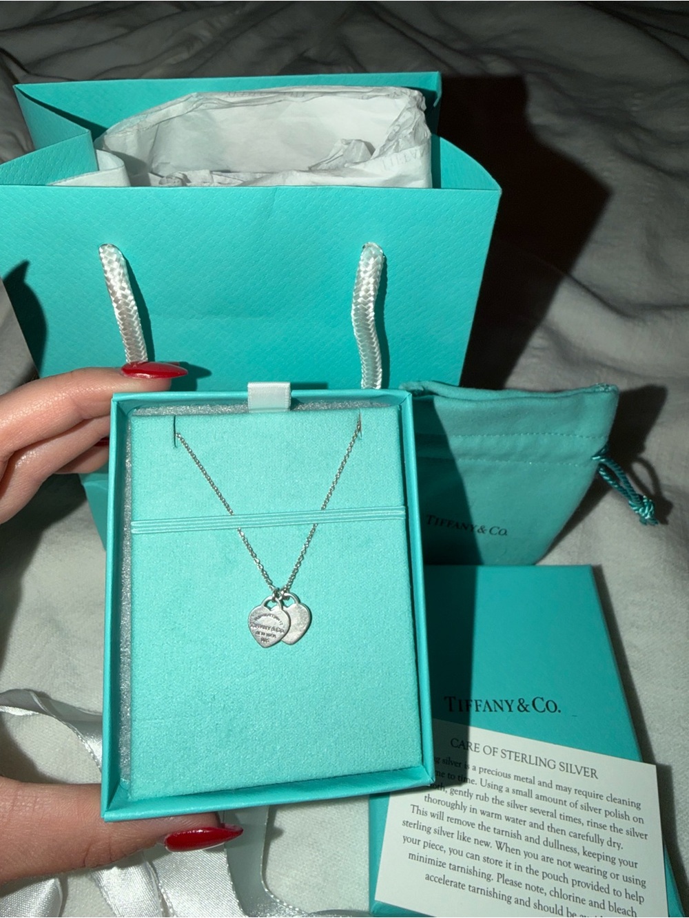 Tiffany & Co. Sterling Silver Double Heart Necklace - Picture 5 of 6